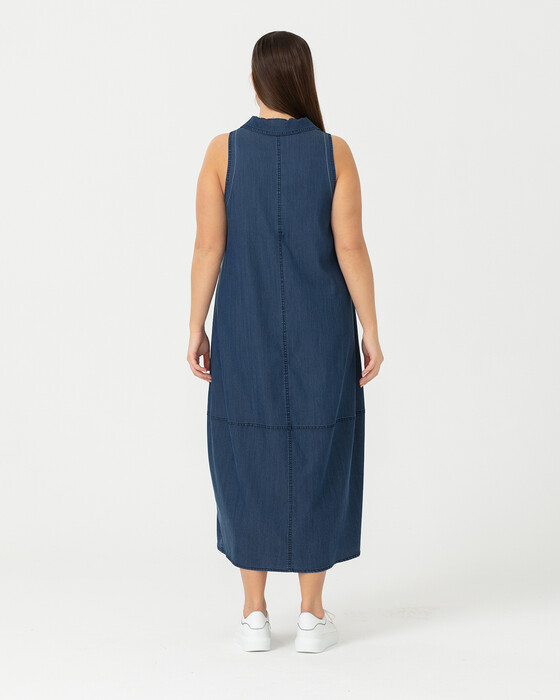PLUS SIZE SLEEVELESS DENIM DRESS