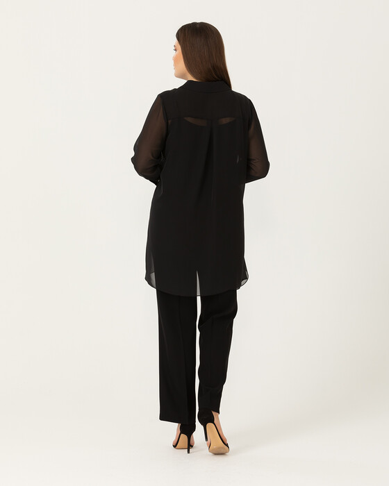 Büyük Beden Pul Detaylı Şifon Tunik