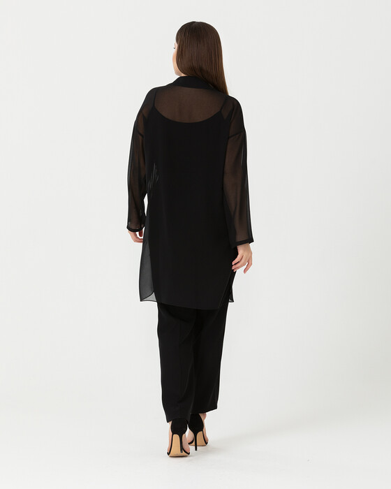 Büyük Beden V Yakalı Şifon Tunik