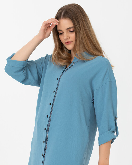 Büyük Beden Asimetrik Kesim Gömlek Tunik