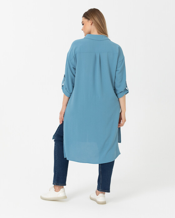 Büyük Beden Asimetrik Kesim Gömlek Tunik