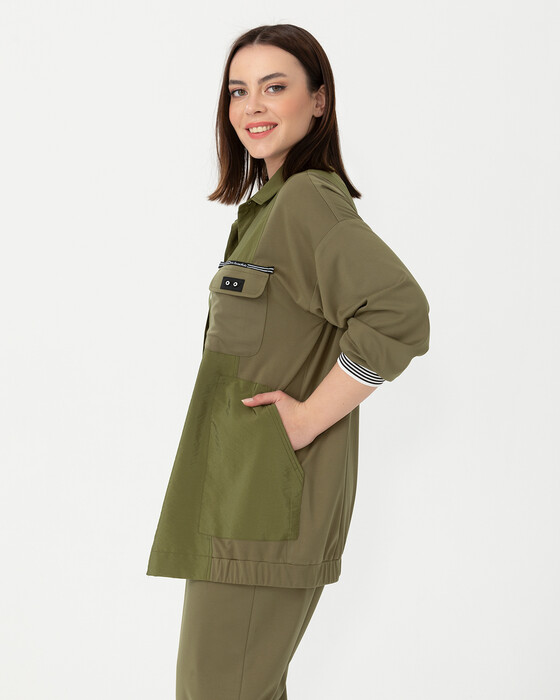 PLUS SIZE FABRIC TRANSITION JACKET