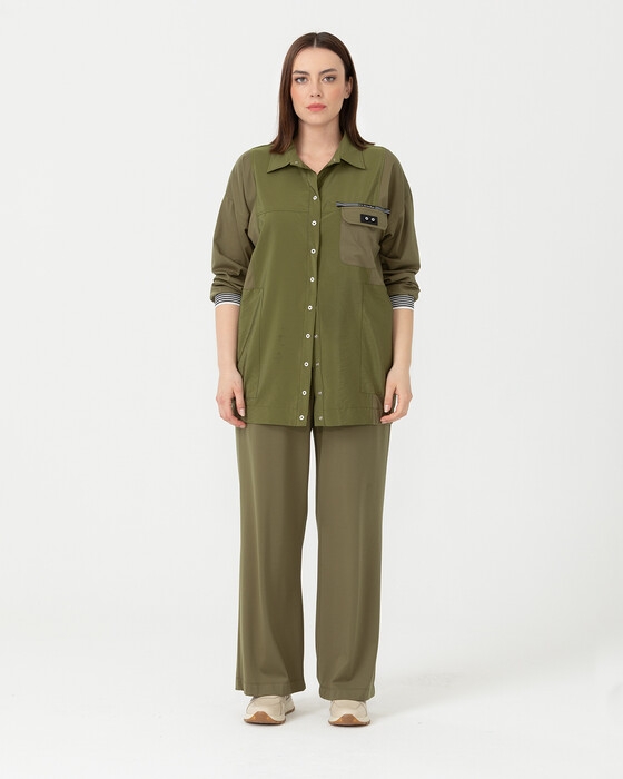 PLUS SIZE FABRIC TRANSITION JACKET