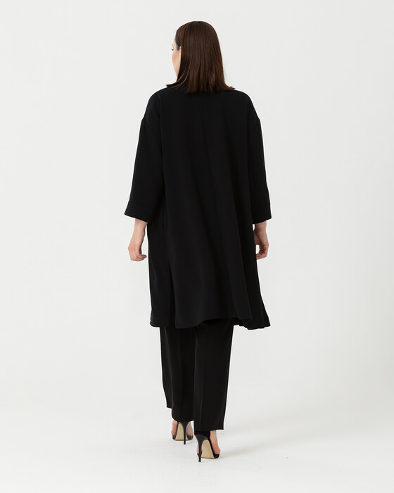 Büyük Beden Kuş Gözü Detaylı Ceket