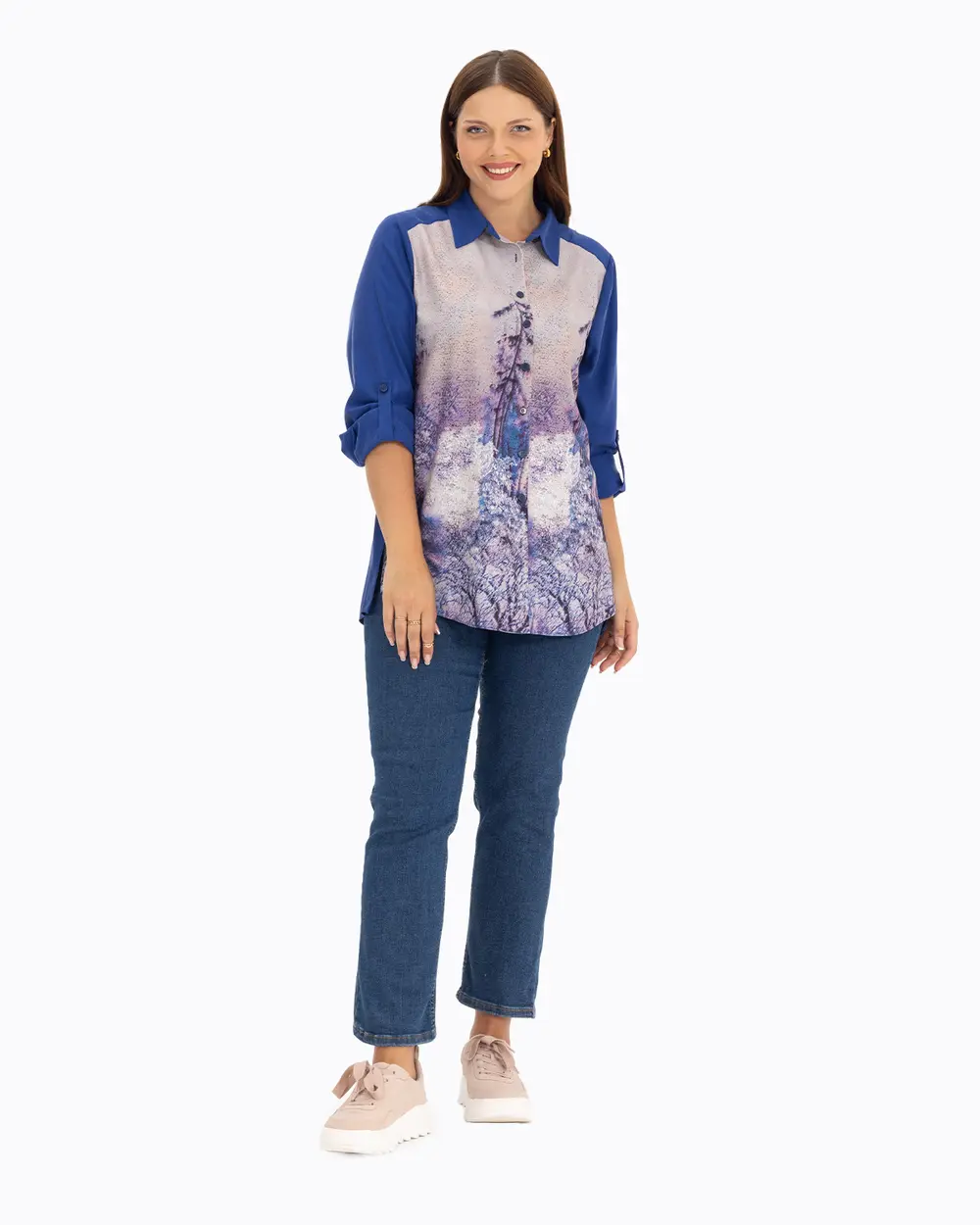 Plus Size Front Patterned Shirt
