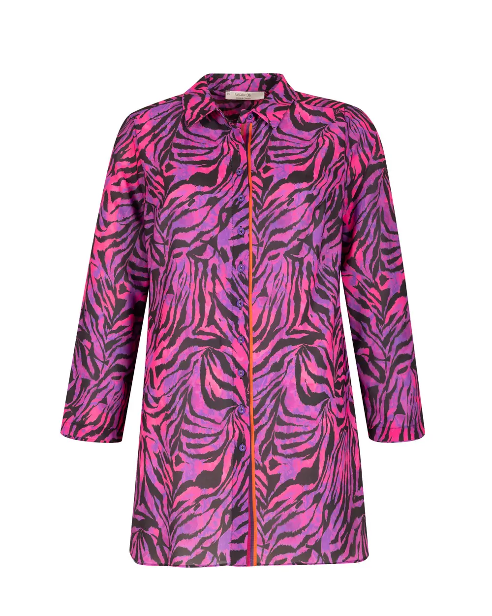 Büyük Beden Renkli Zebra Desenli Gömlek