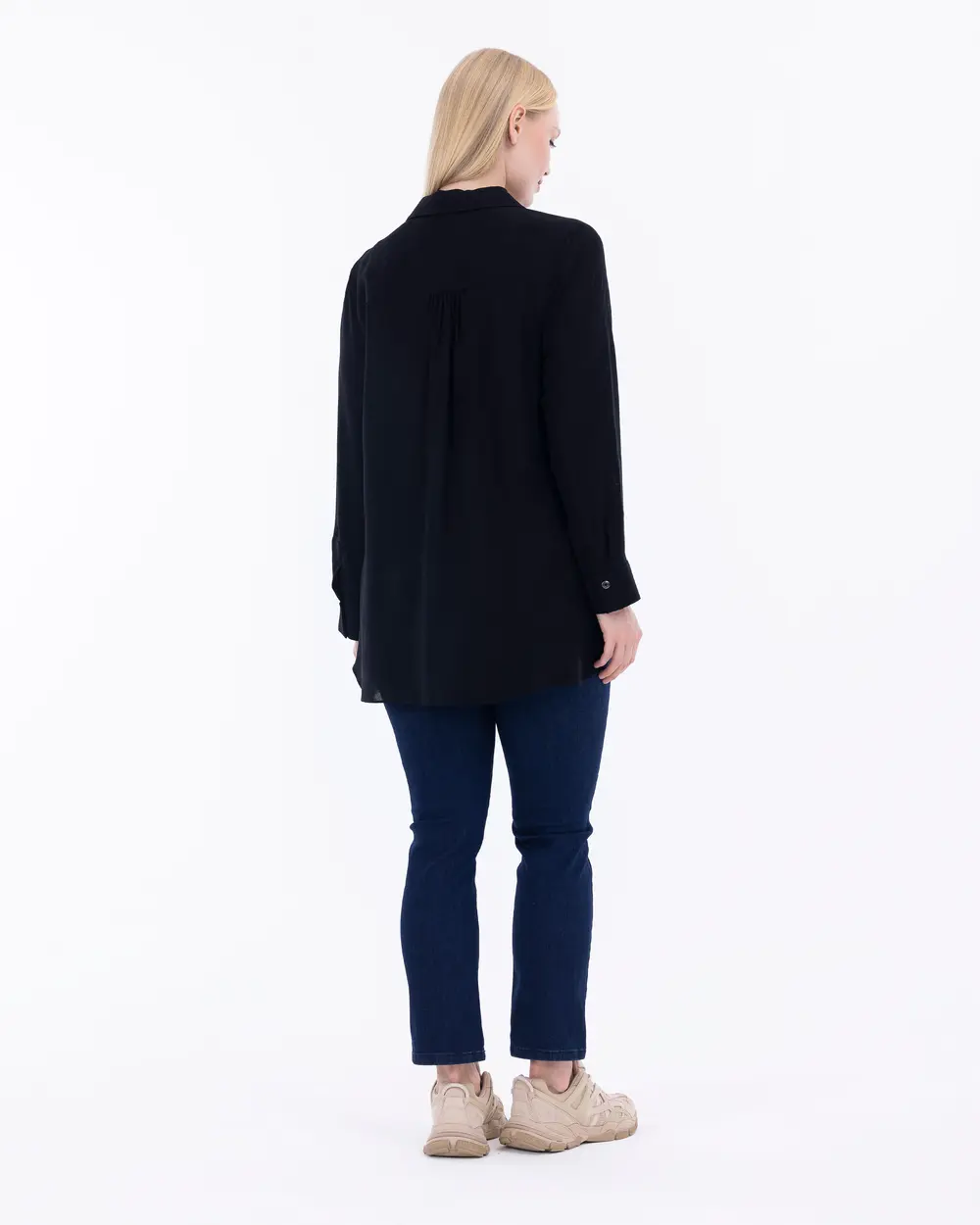 Büyük Beden Önden Fermuarlı Gömlek