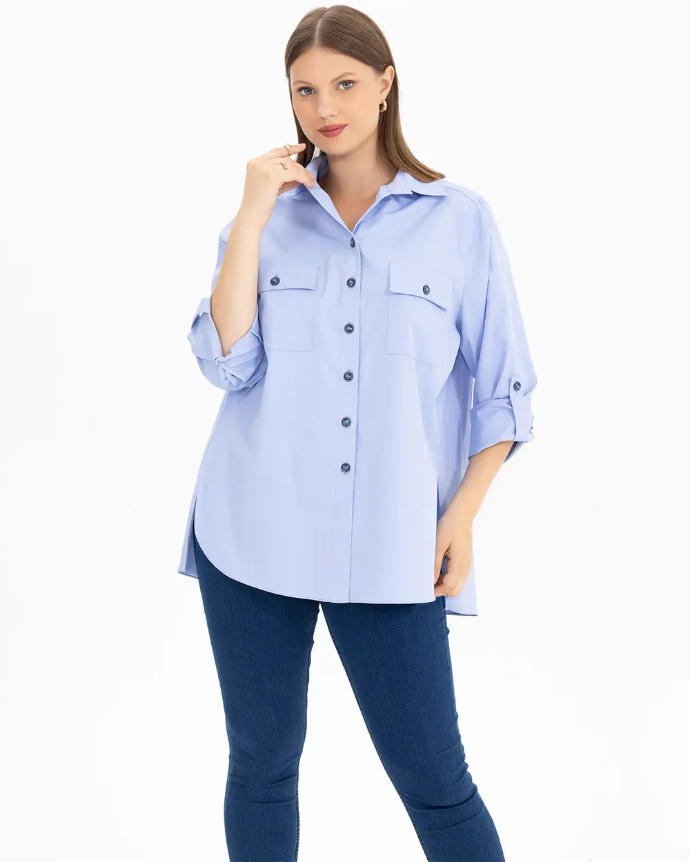 Büyük Beden Cep Detaylı Gömlek