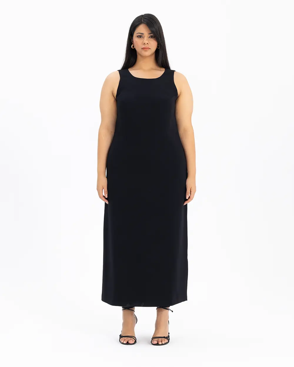 Büyük Beden Astarlı Kolsuz Elbise