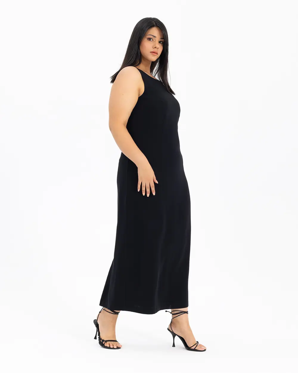 Büyük Beden Astarlı Kolsuz Elbise