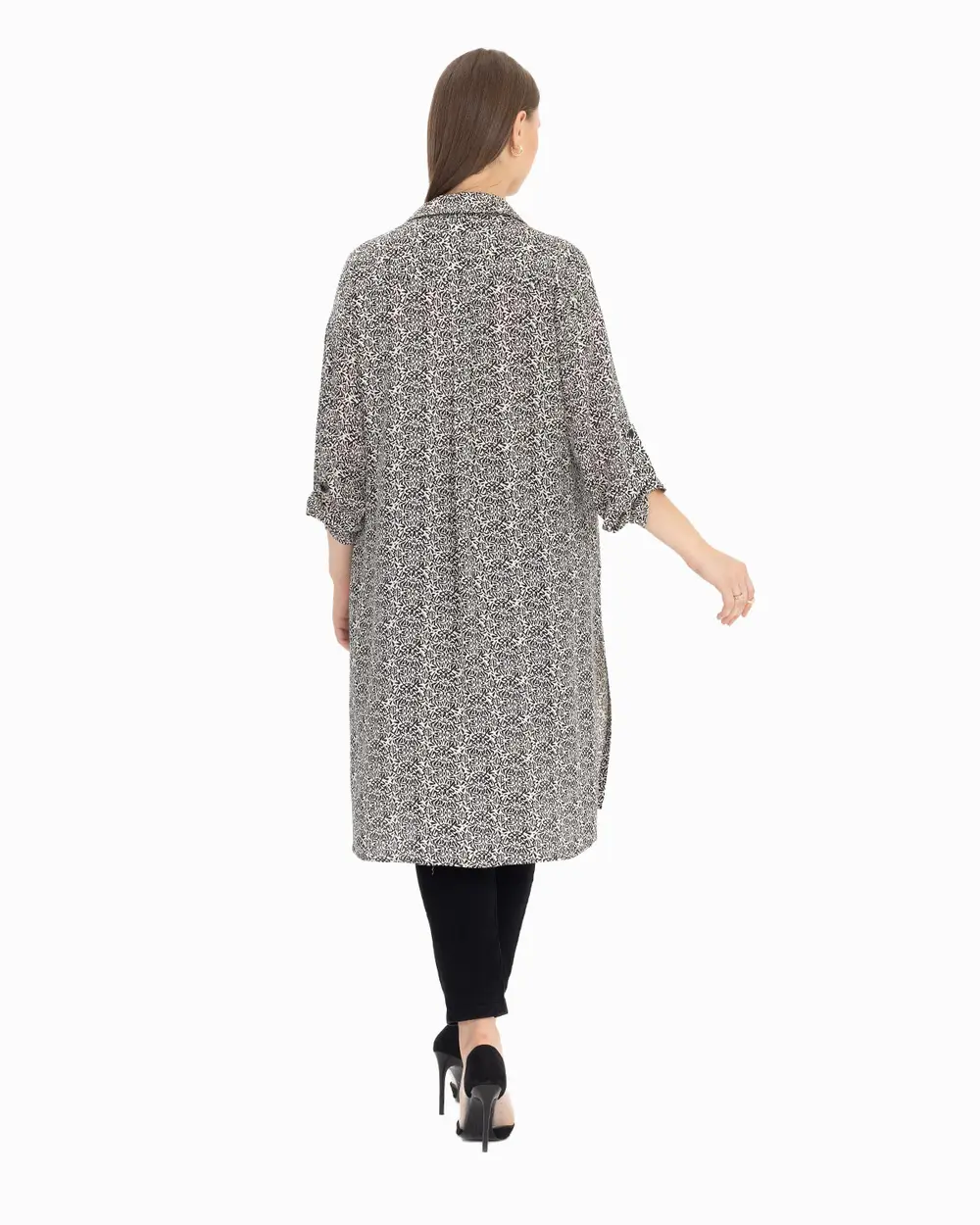 Büyük Beden Taş İşlemeli Desenli Tunik