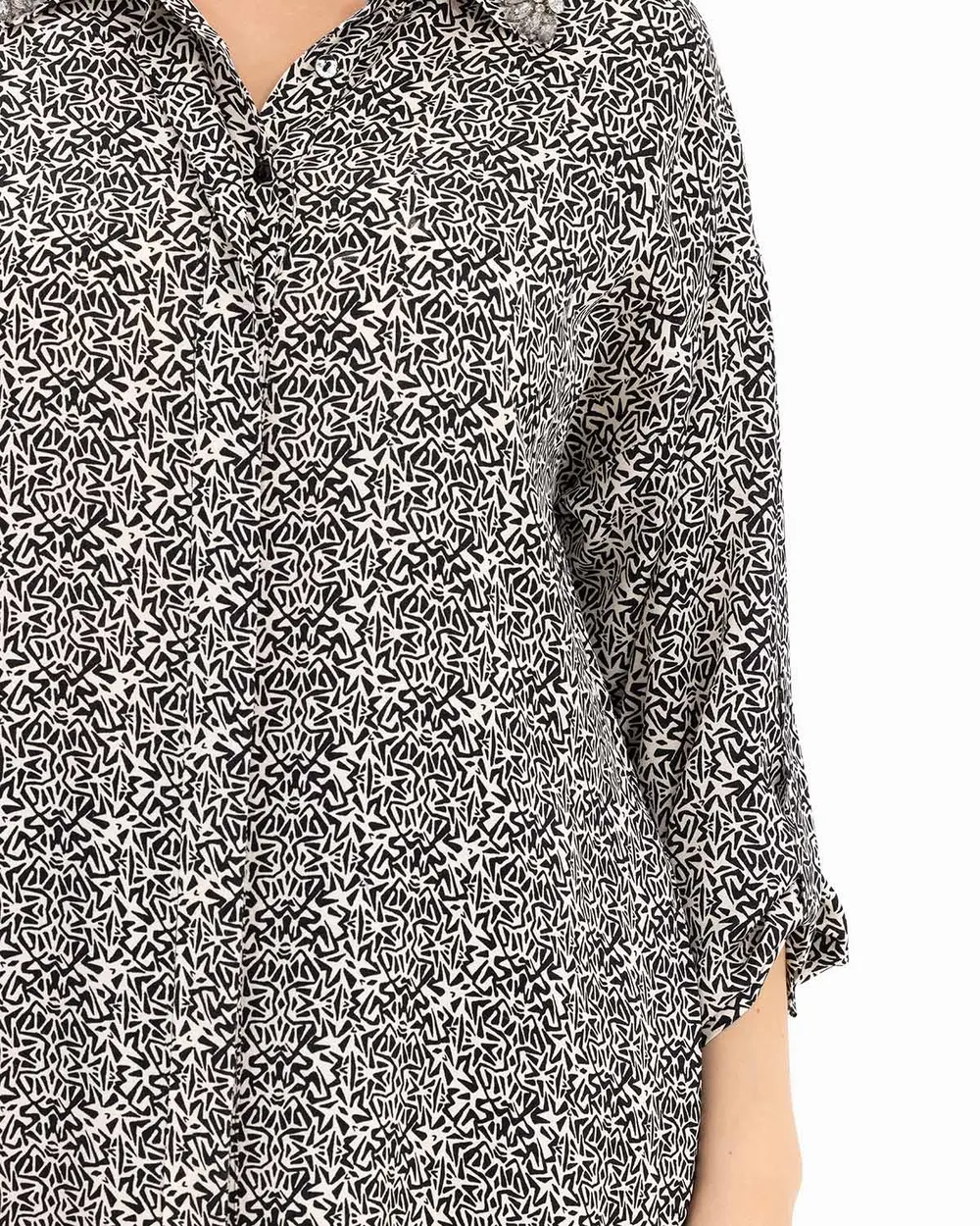 Büyük Beden Taş İşlemeli Desenli Tunik