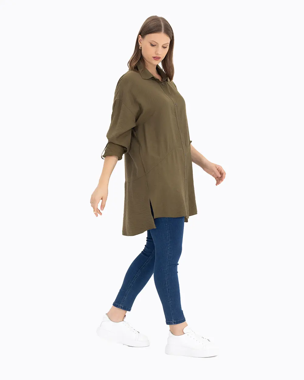 Büyük Beden Çıtçıt Düğmeli Gömlek Tunik