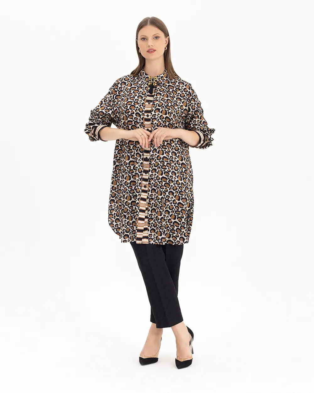 Büyük Beden Leopar Desenli Tunik
