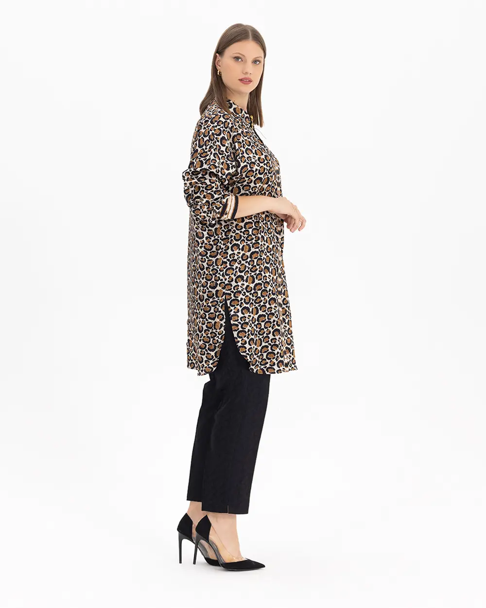 Büyük Beden Leopar Desenli Tunik
