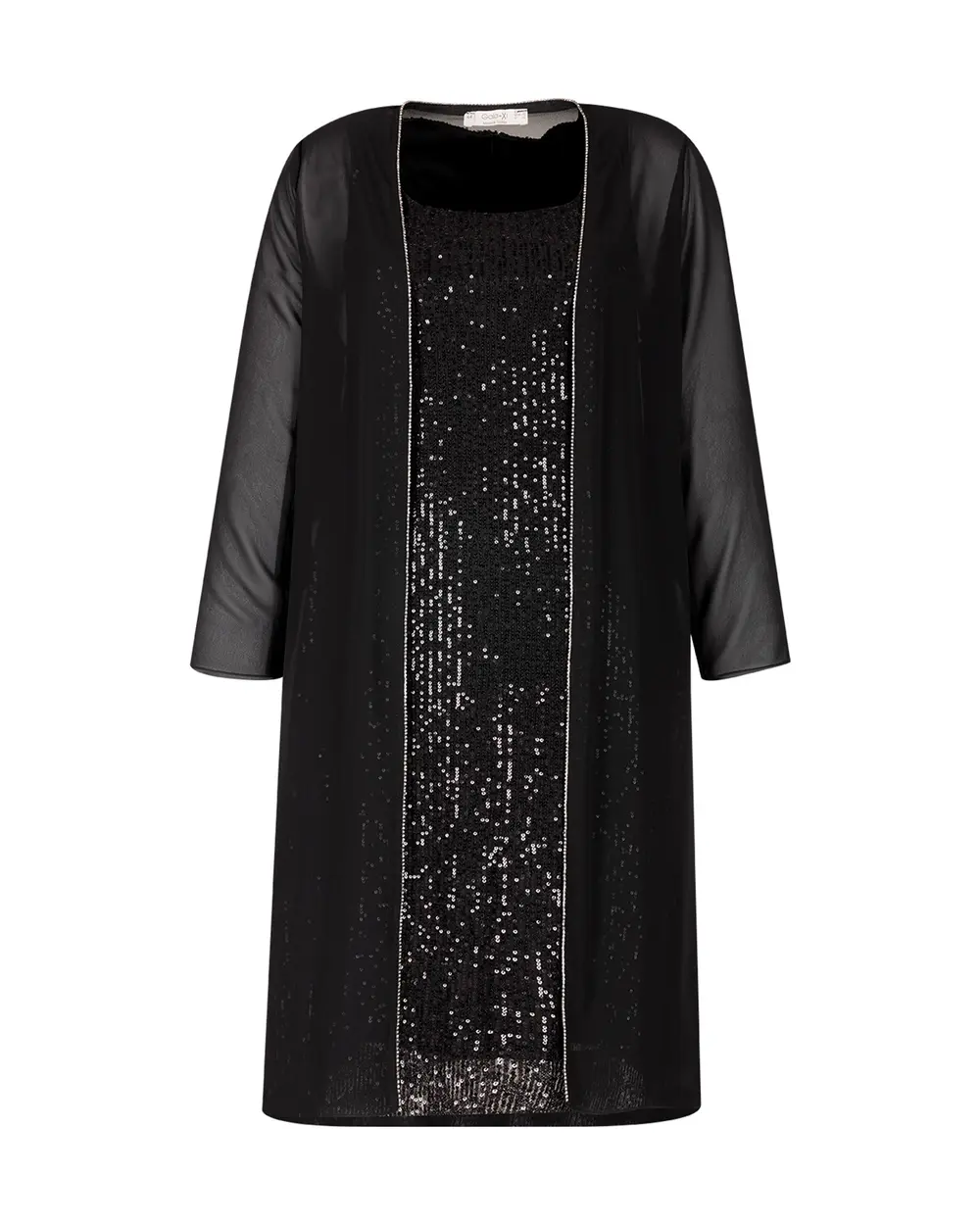 Büyük Beden Payetli Şifon Elbise Takım