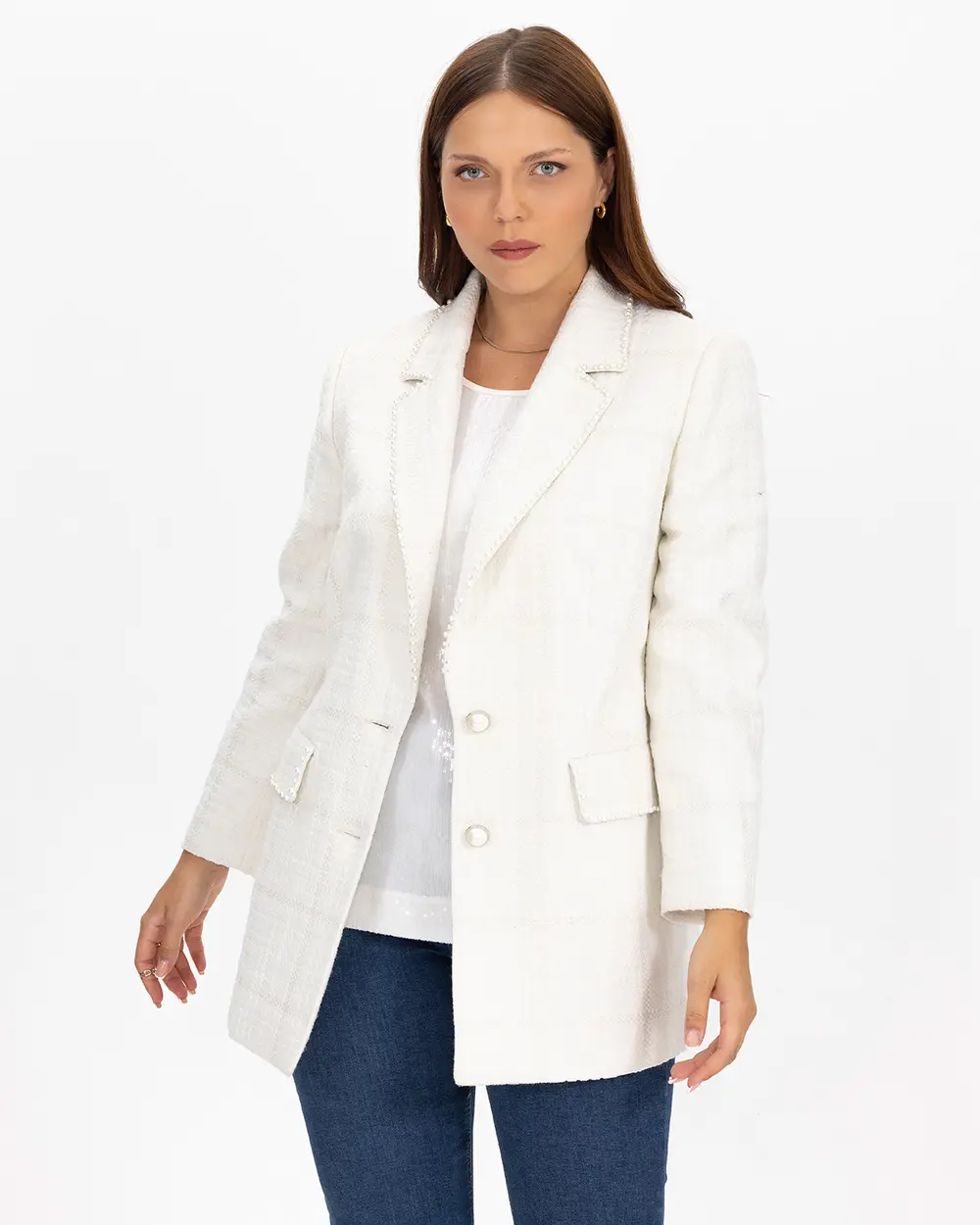 Plus Size Pearl Detailed Jacket