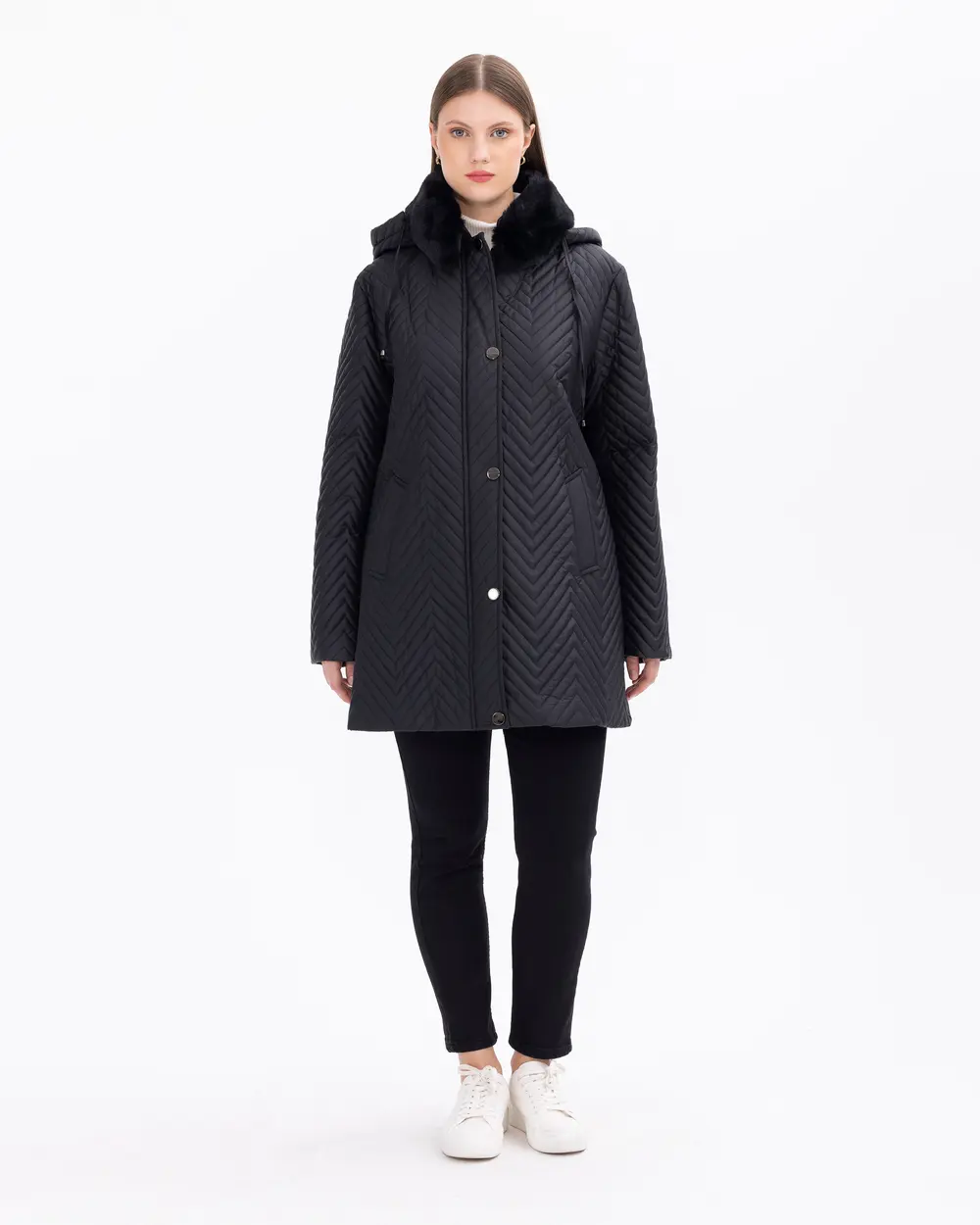 Büyük Beden Dikiş Detaylı Mont