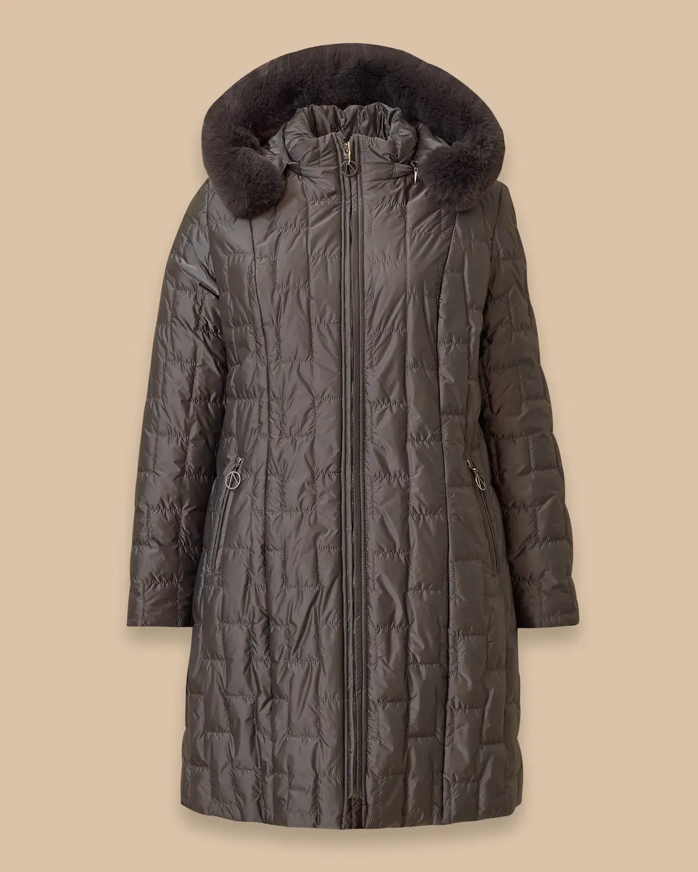 Büyük Beden Kapüşonlu Fermuarlı Şişme Kaban