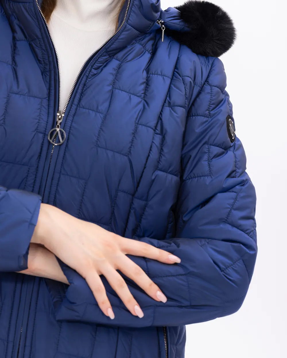 Büyük Beden Kapüşonlu Fermuarlı Şişme Kaban