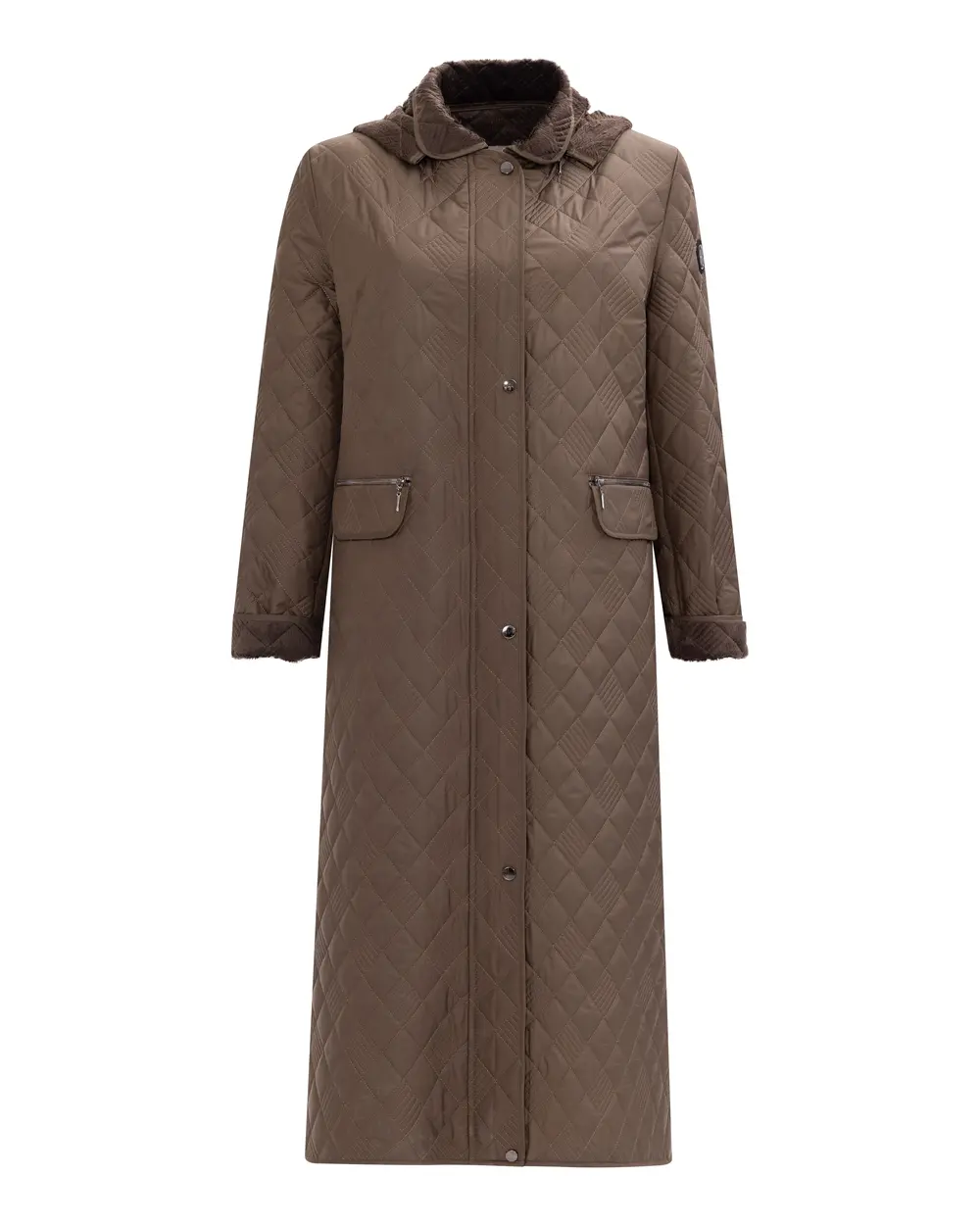 Büyük Beden Cep Detaylı Kapitone Kaban