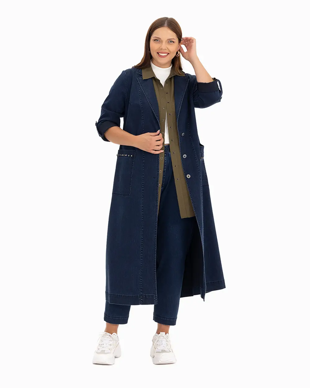 Büyük Beden Cep Detaylı Jean Kap