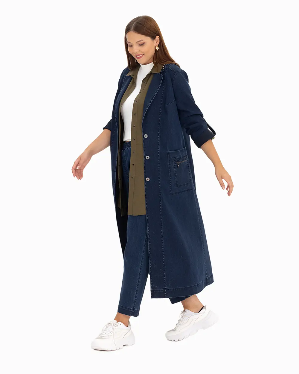 Büyük Beden Cep Detaylı Jean Kap