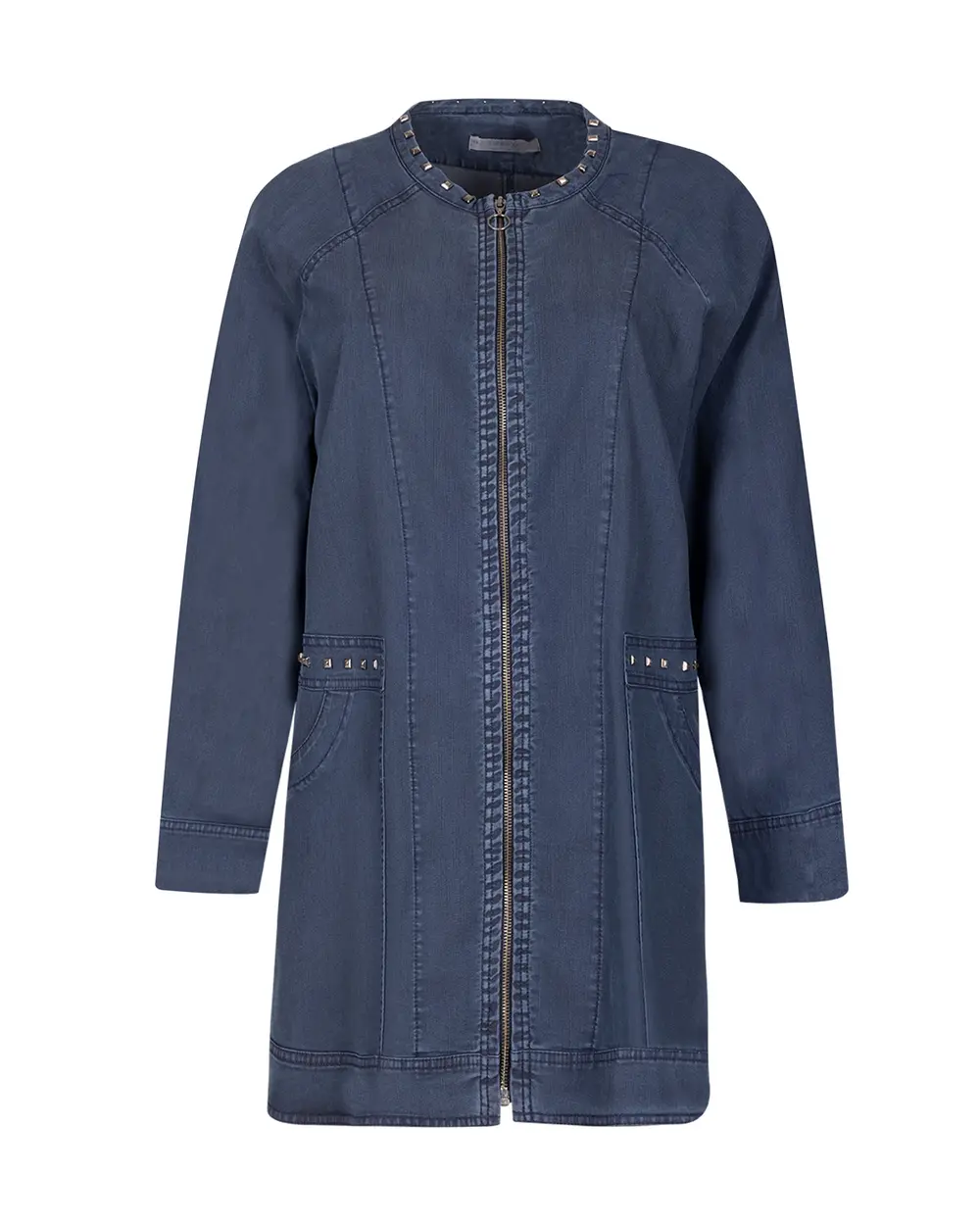 Büyük Beden Boncuk İşlemeli Jean Ceket