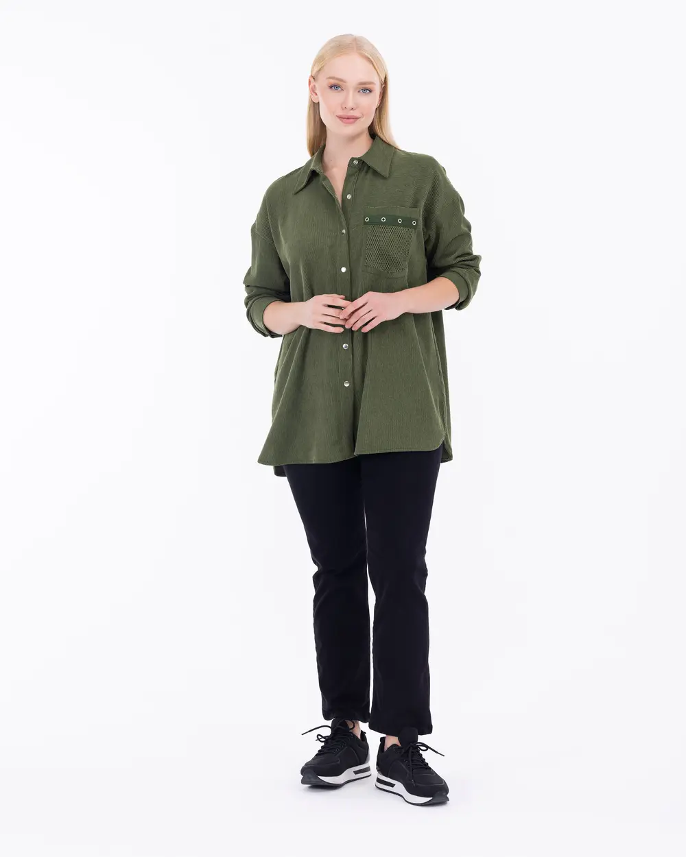 Plus Size Snap Button Shirt