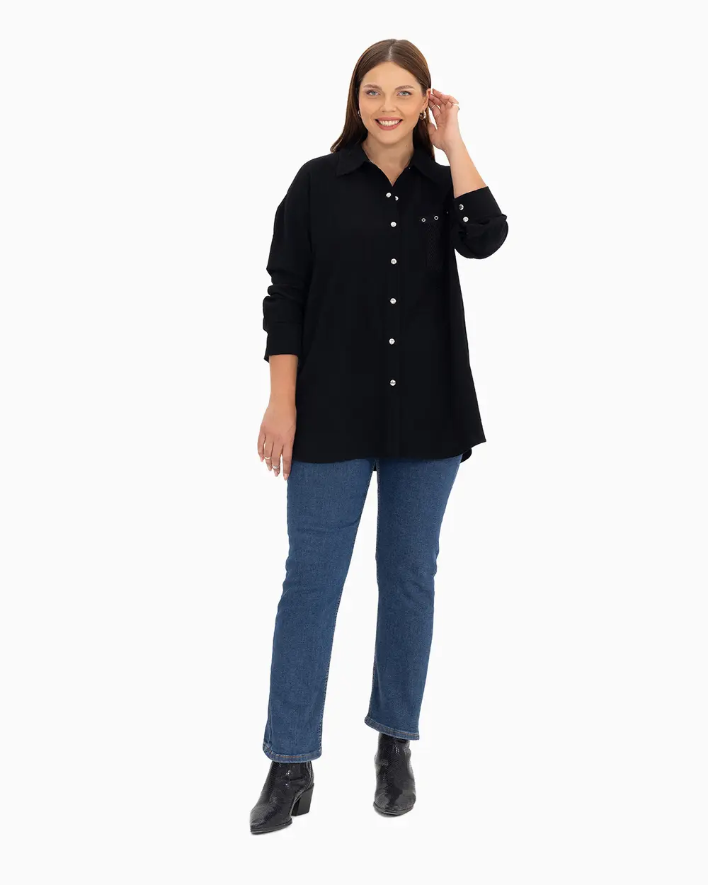 Plus Size Snap Button Shirt