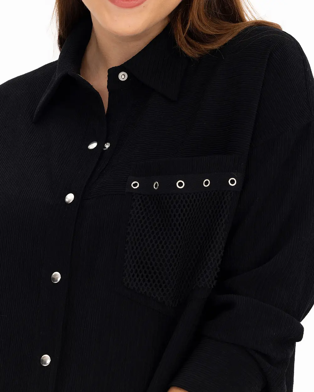 Plus Size Snap Button Shirt