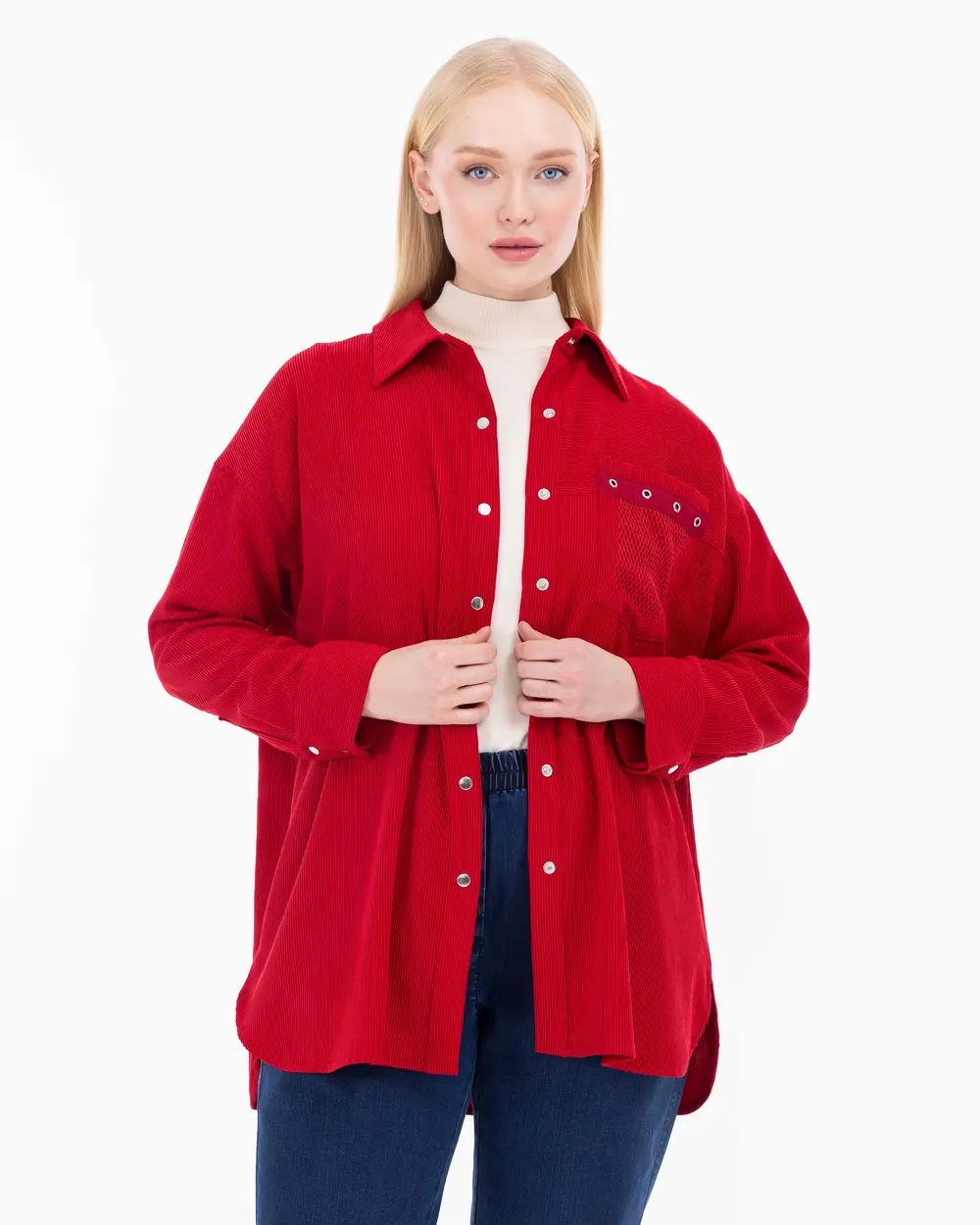 Plus Size Snap Button Shirt