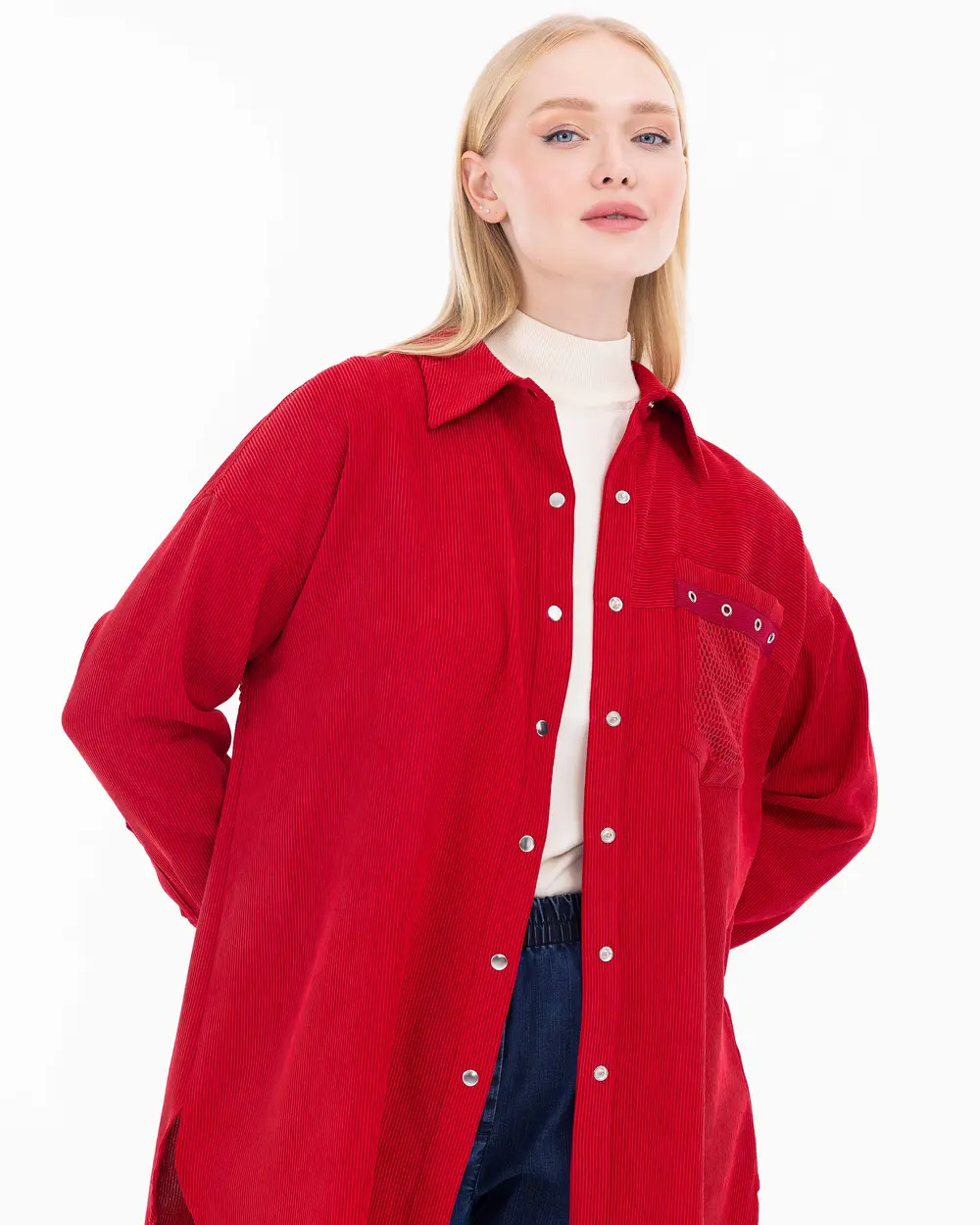 Plus Size Snap Button Shirt