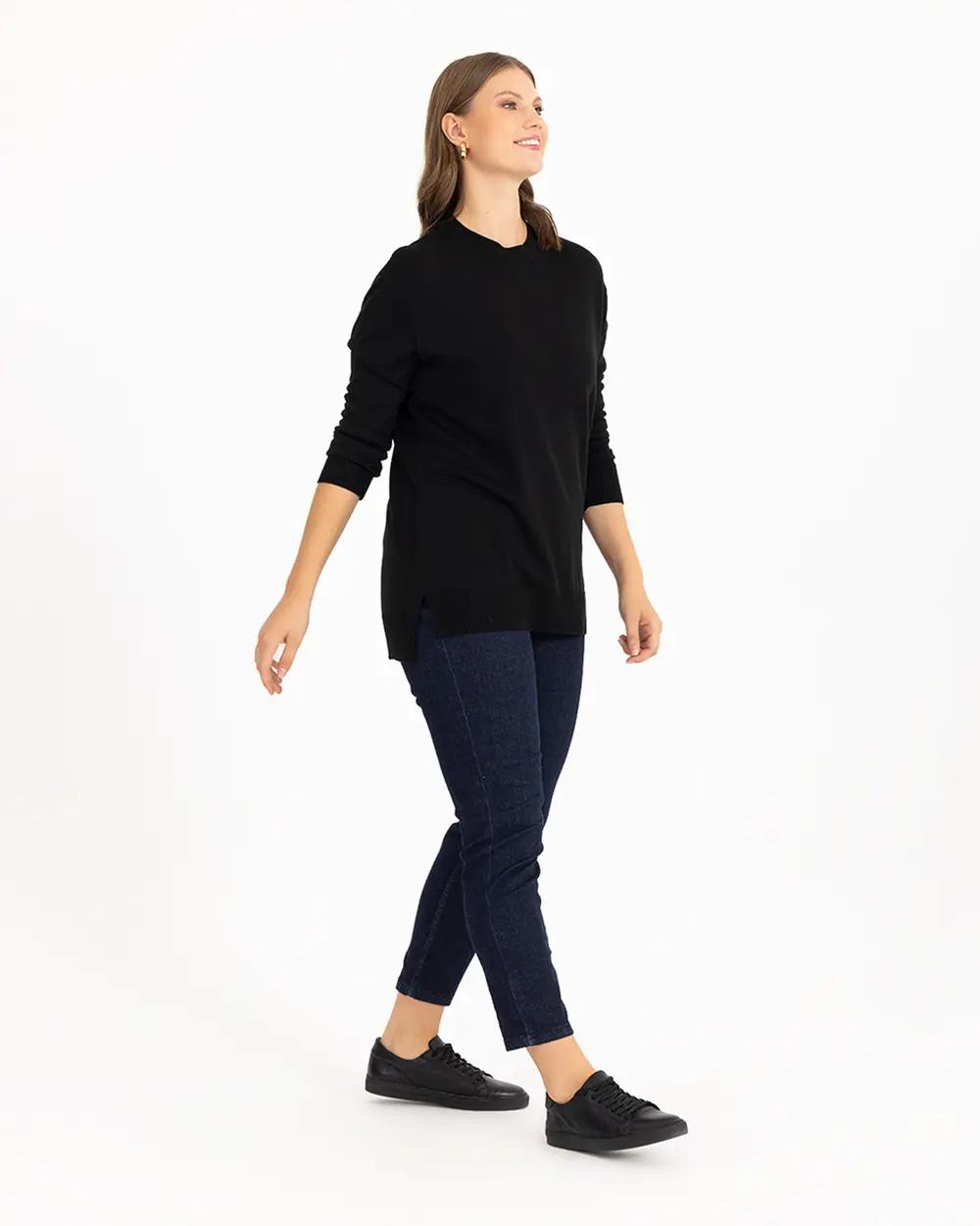 Plus Size Round Neck Basic Knitwear Blouse