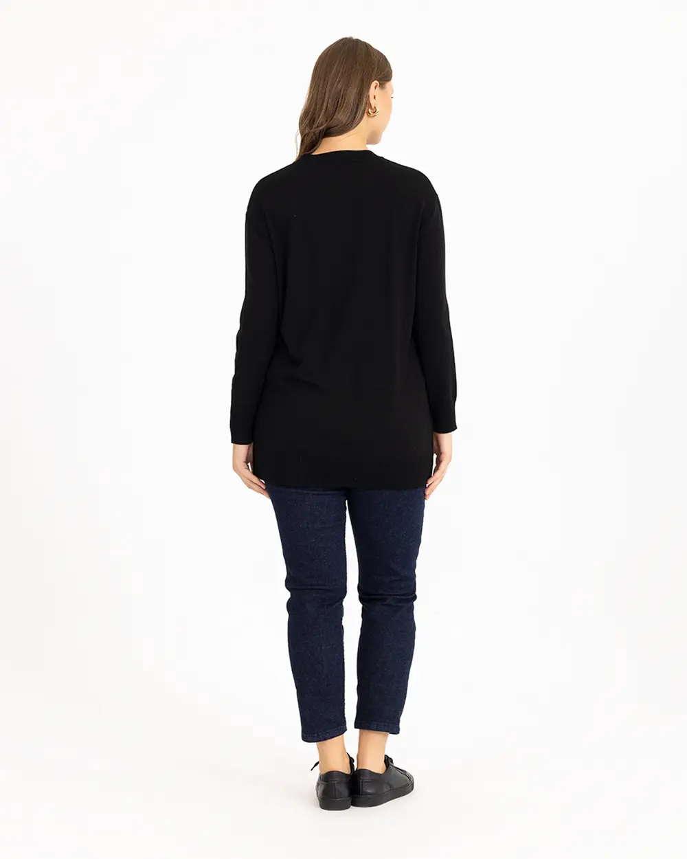 Plus Size Round Neck Basic Knitwear Blouse