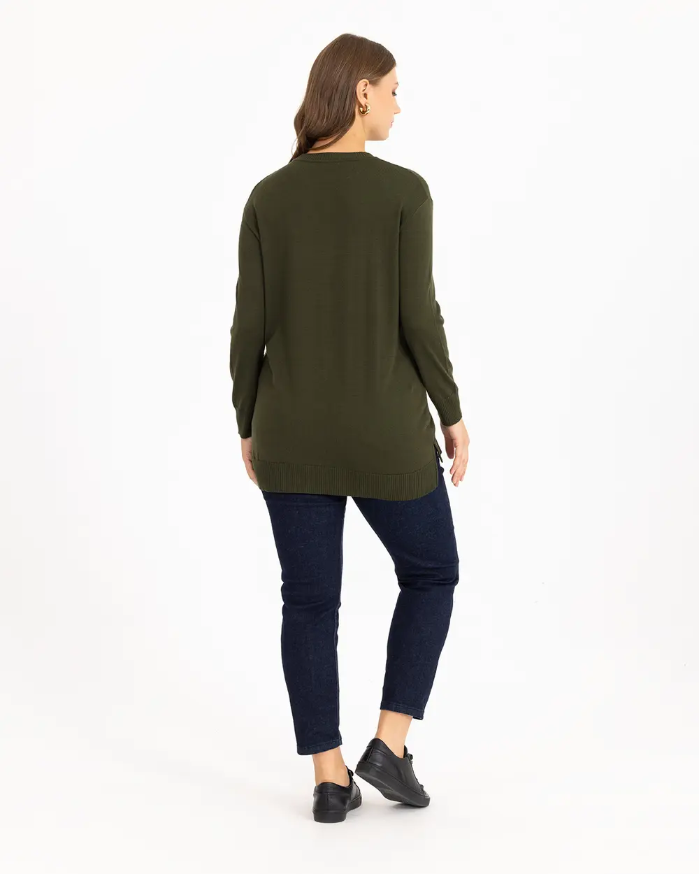 Büyük Beden Yuvarlak Yakalı Basic Triko Bluz