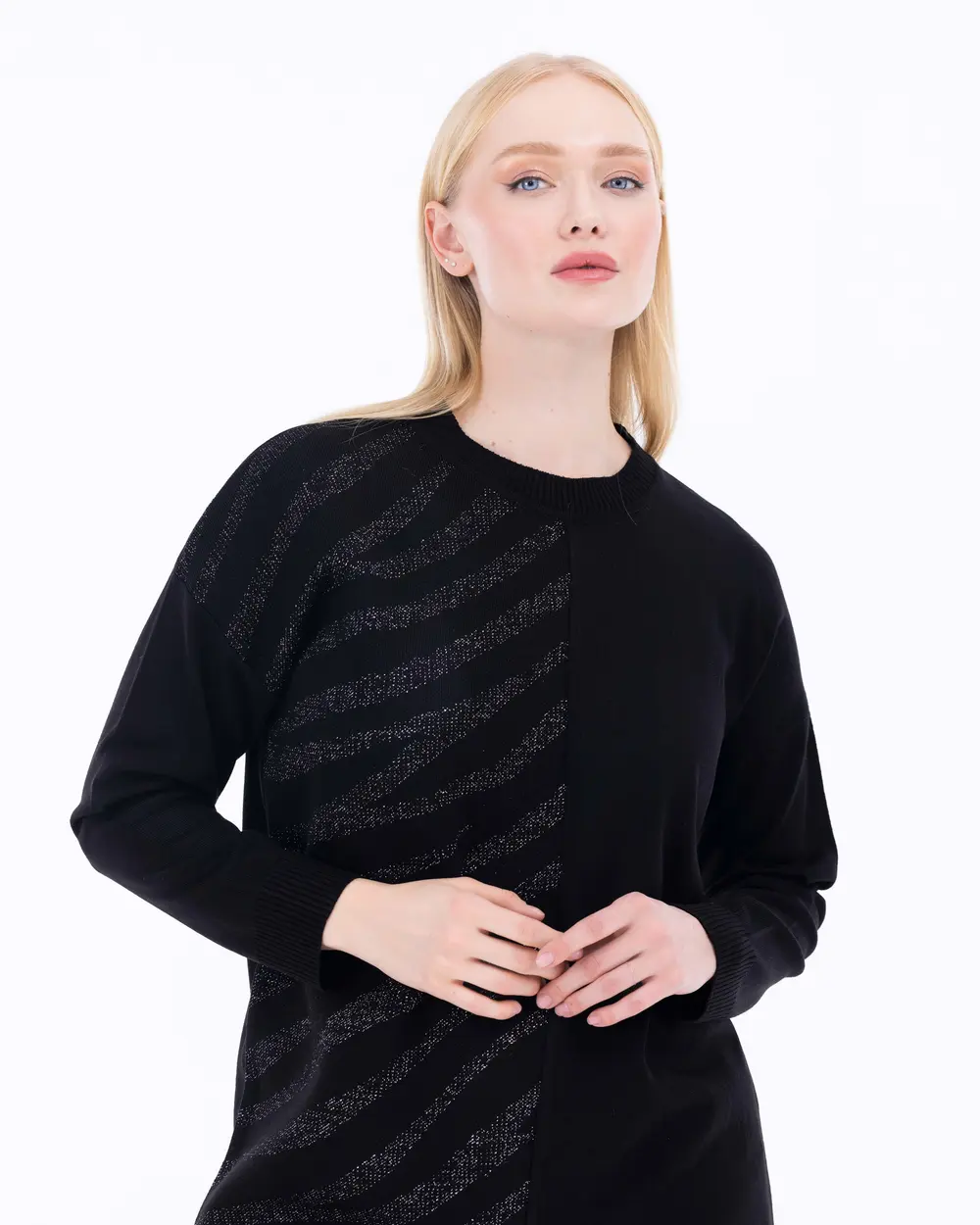 Plus Size Shimmer Detailed Knitwear Tunic