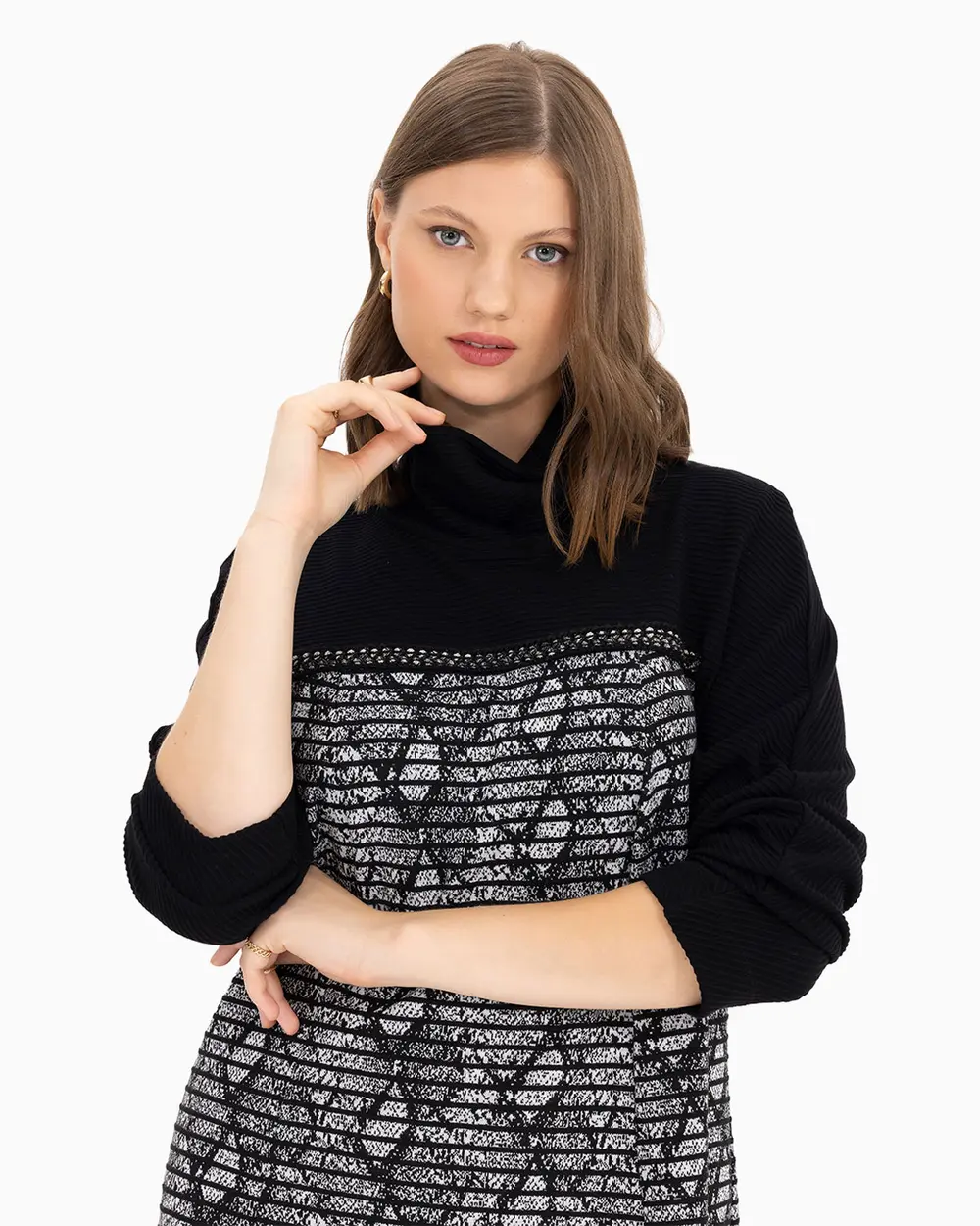 Büyük Beden Degaje Yaka Elbise