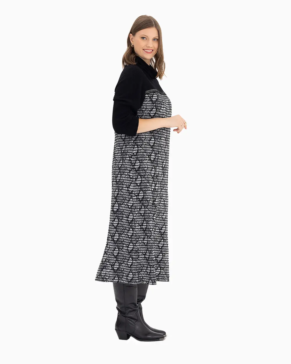 Büyük Beden Degaje Yaka Elbise