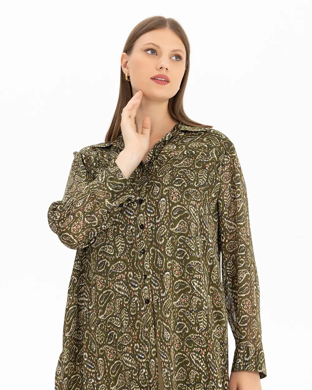 Plus Size Shawl Patterned Tunic