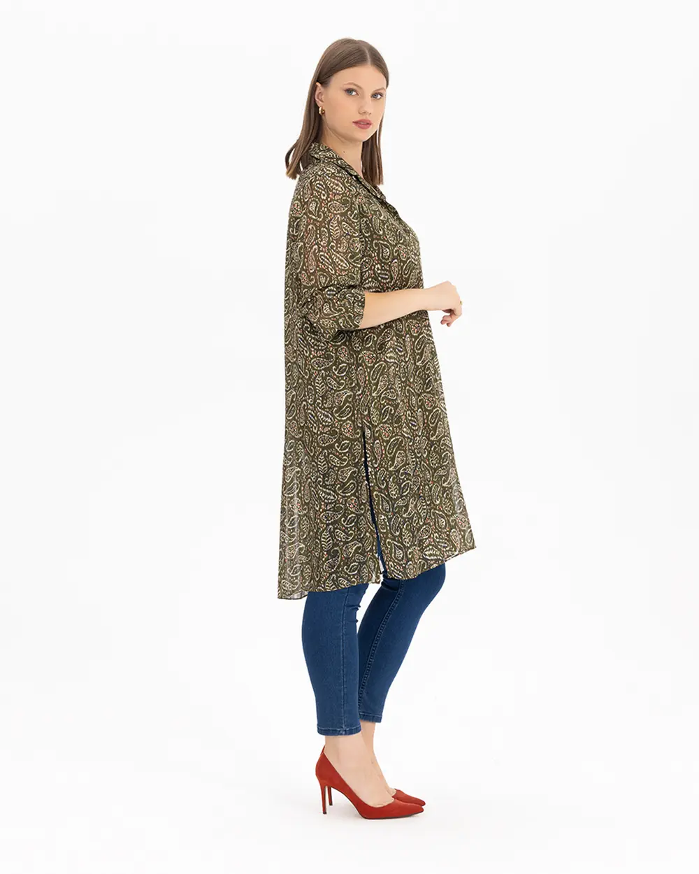 Plus Size Shawl Patterned Tunic