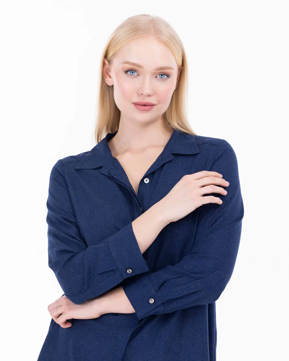 Plus Size Hidden Button Shirt