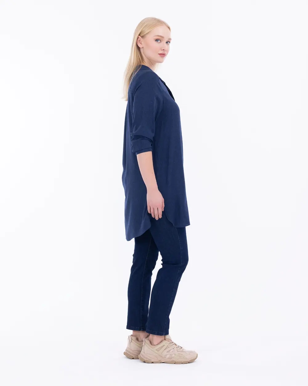 Plus Size Hidden Button Shirt