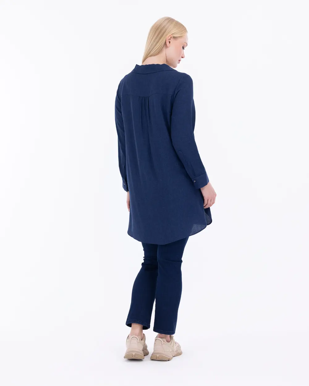 Plus Size Hidden Button Shirt