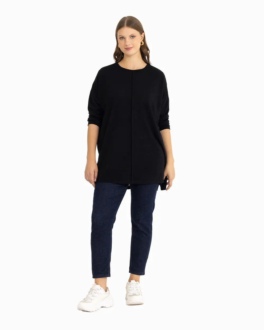 Büyük Beden Salaş Kesim Triko Tunik