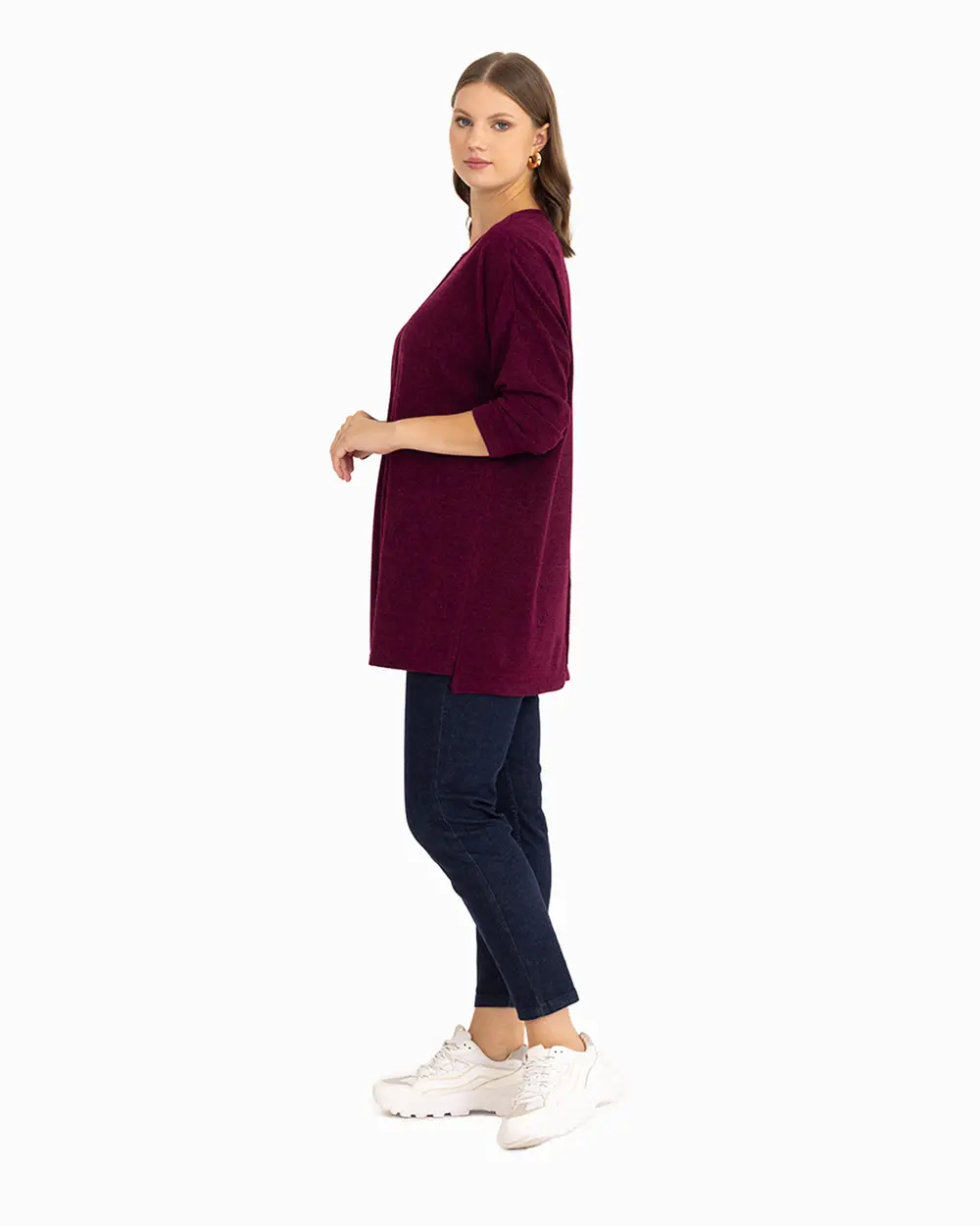 Büyük Beden Salaş Kesim Triko Tunik