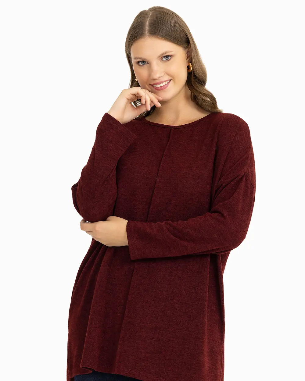 Büyük Beden Salaş Kesim Triko Tunik