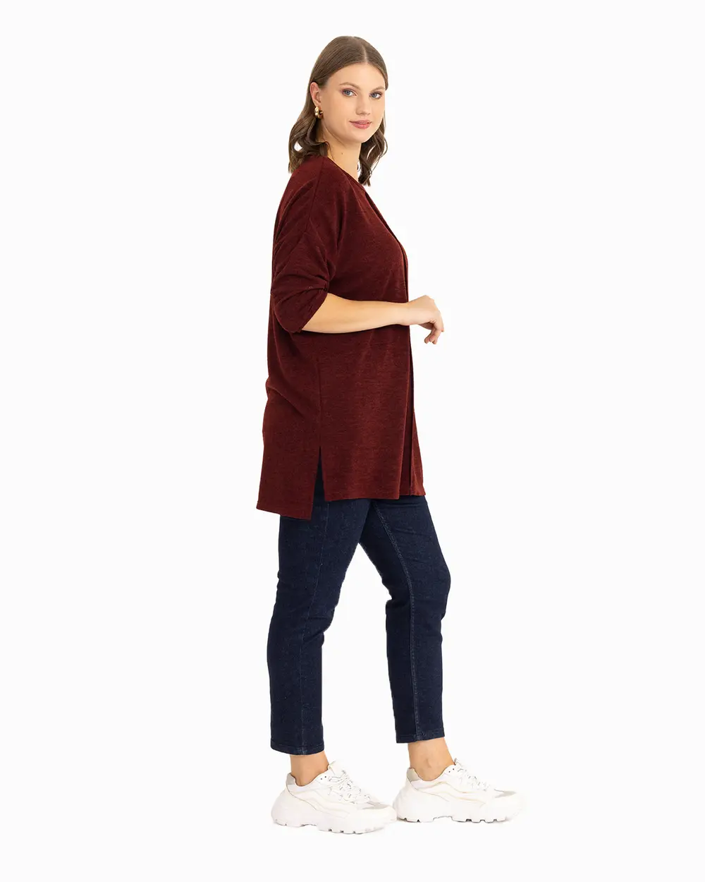 Büyük Beden Salaş Kesim Triko Tunik