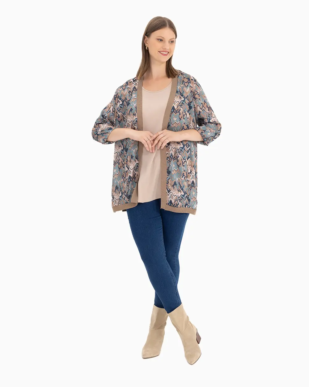 Plus Size Patterned Undershirt Jacket