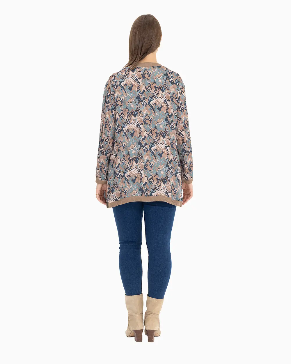 Plus Size Patterned Undershirt Jacket